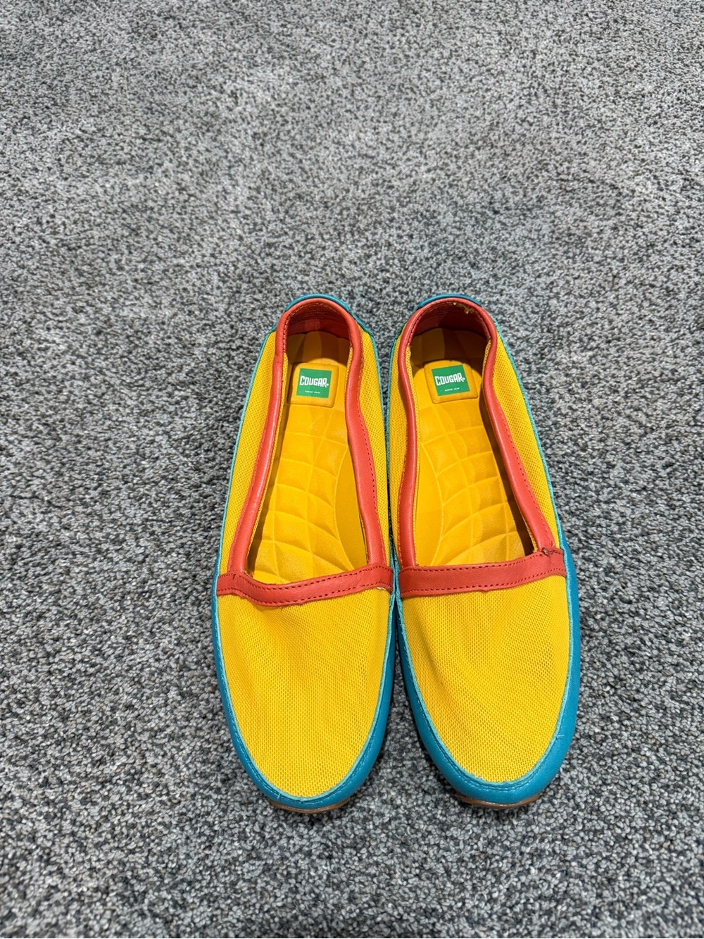 Cougar Extatic yellow and turquoise slip-on Mesh Leather Flats Shoes 7M